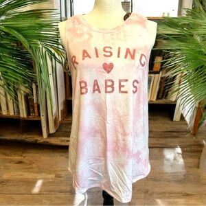 NWT ISABEL MATERNITY Raising Babes Pink Tie-Dye Tank Top - Small